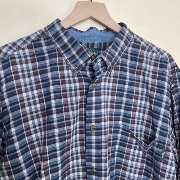 Woolrich Mens Plaid Button Down Long Sleeve Shirt Size XXL Cotton Blue - Picture 2 of 5